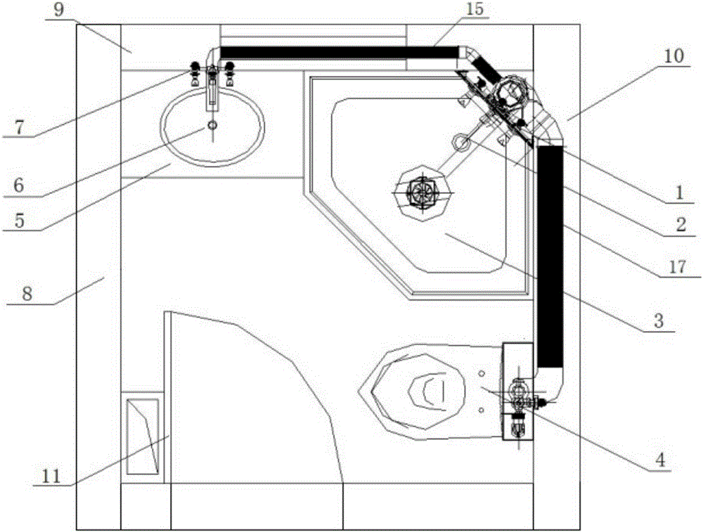 Assembled bathroom and construction method for same