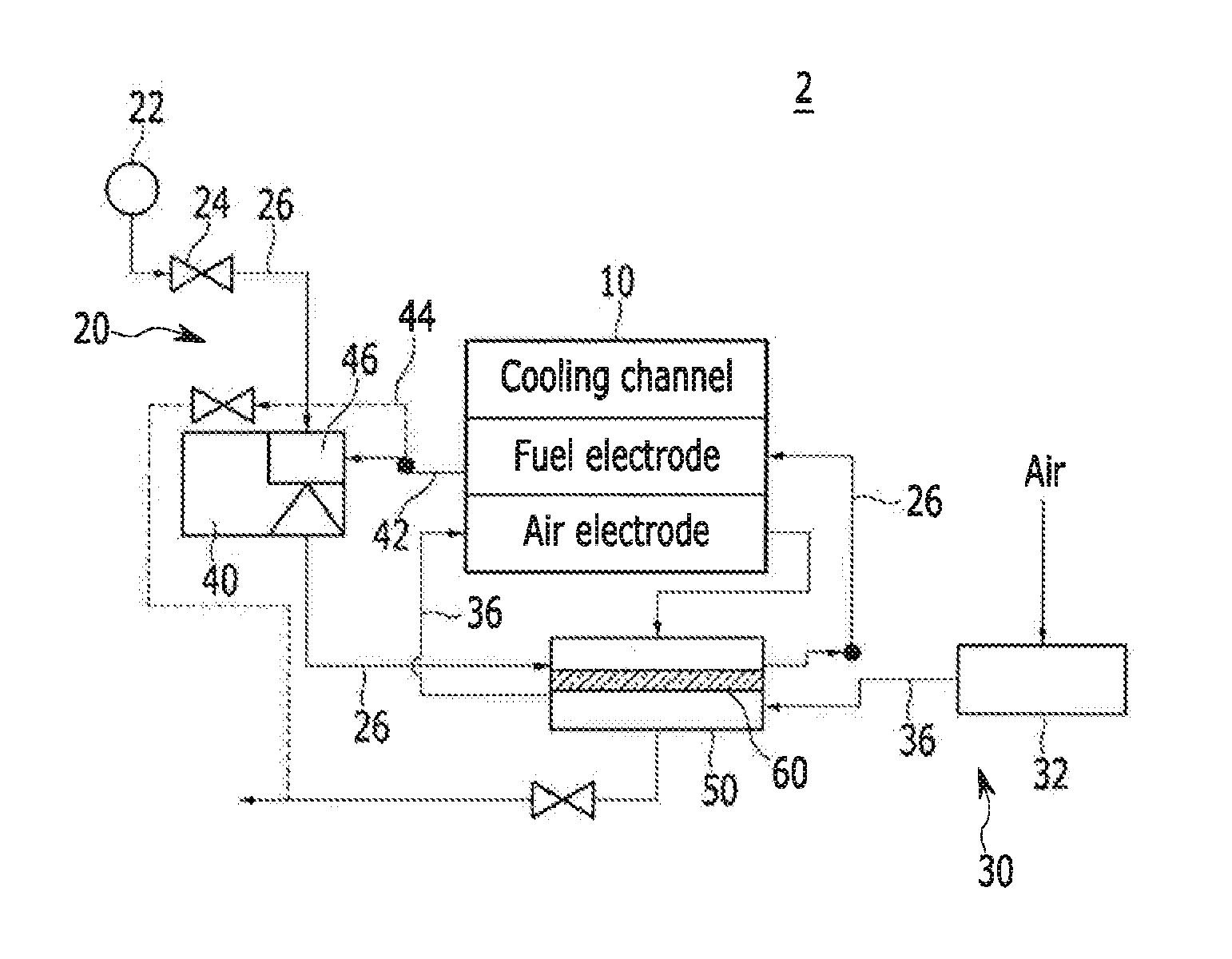 Full cell system and method of humidifying and cooling the same