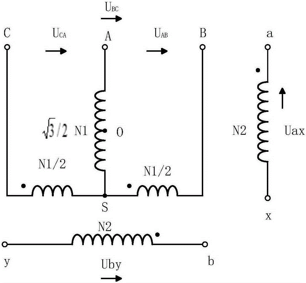 Power frequency transformer-free three phase-single-phase voltage transformation device