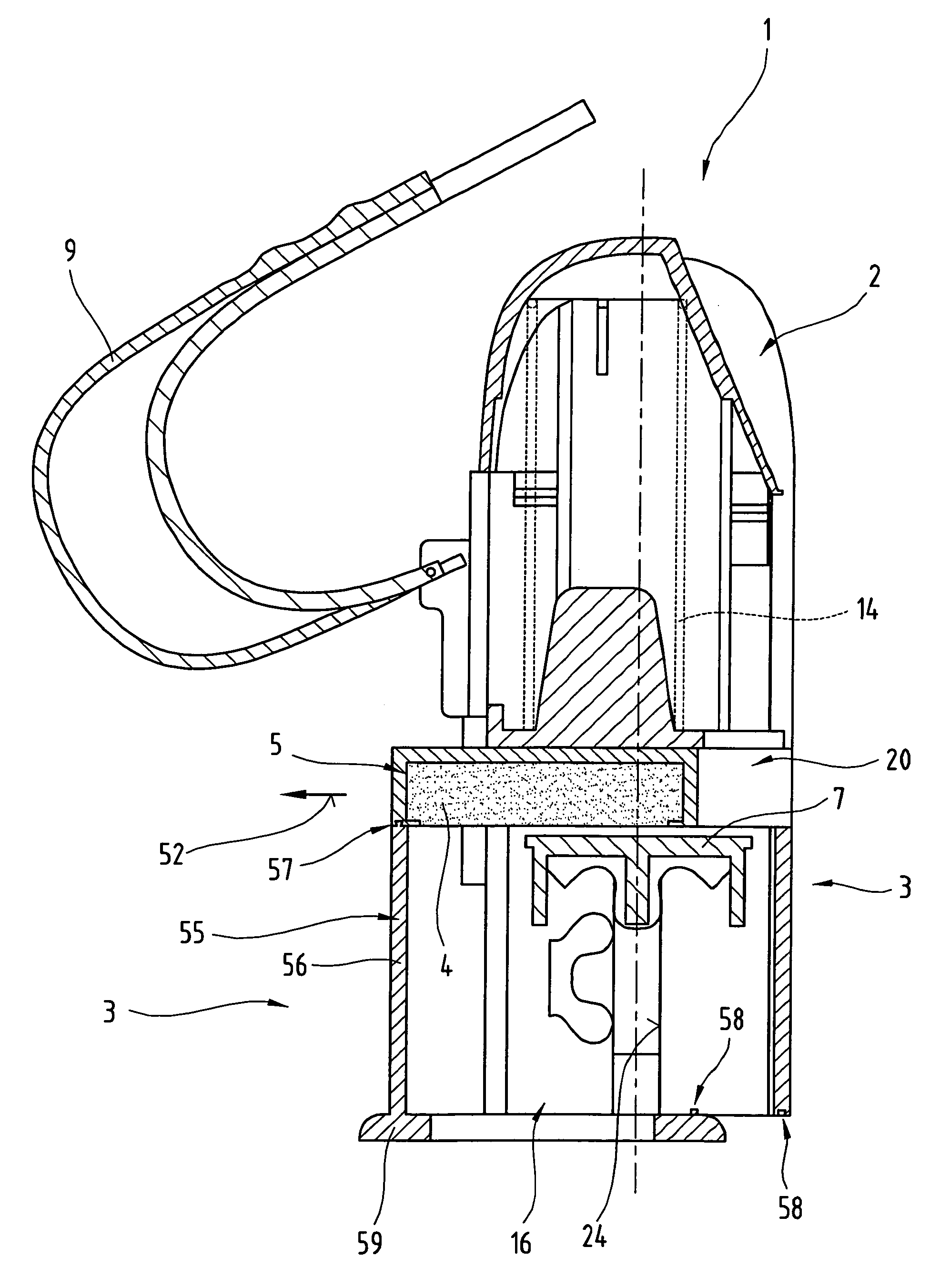 Stamp and device for receiving an inking pad