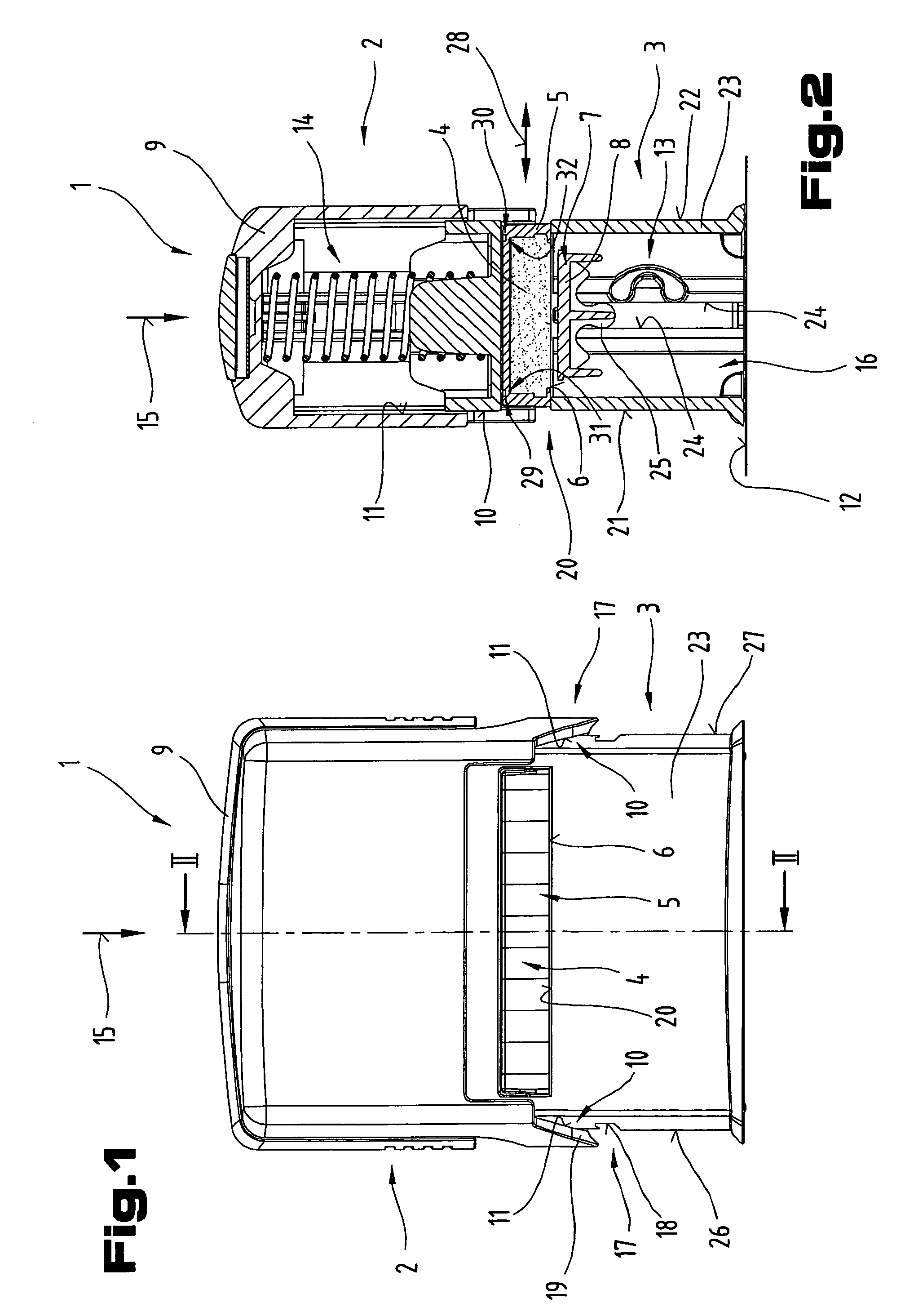 Stamp and device for receiving an inking pad