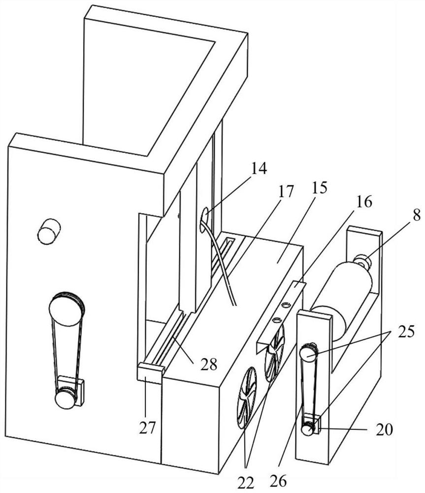 Winding and spraying integrated manufacturing device for hydrogen storage cylinder made of carbon fiber winding composite material