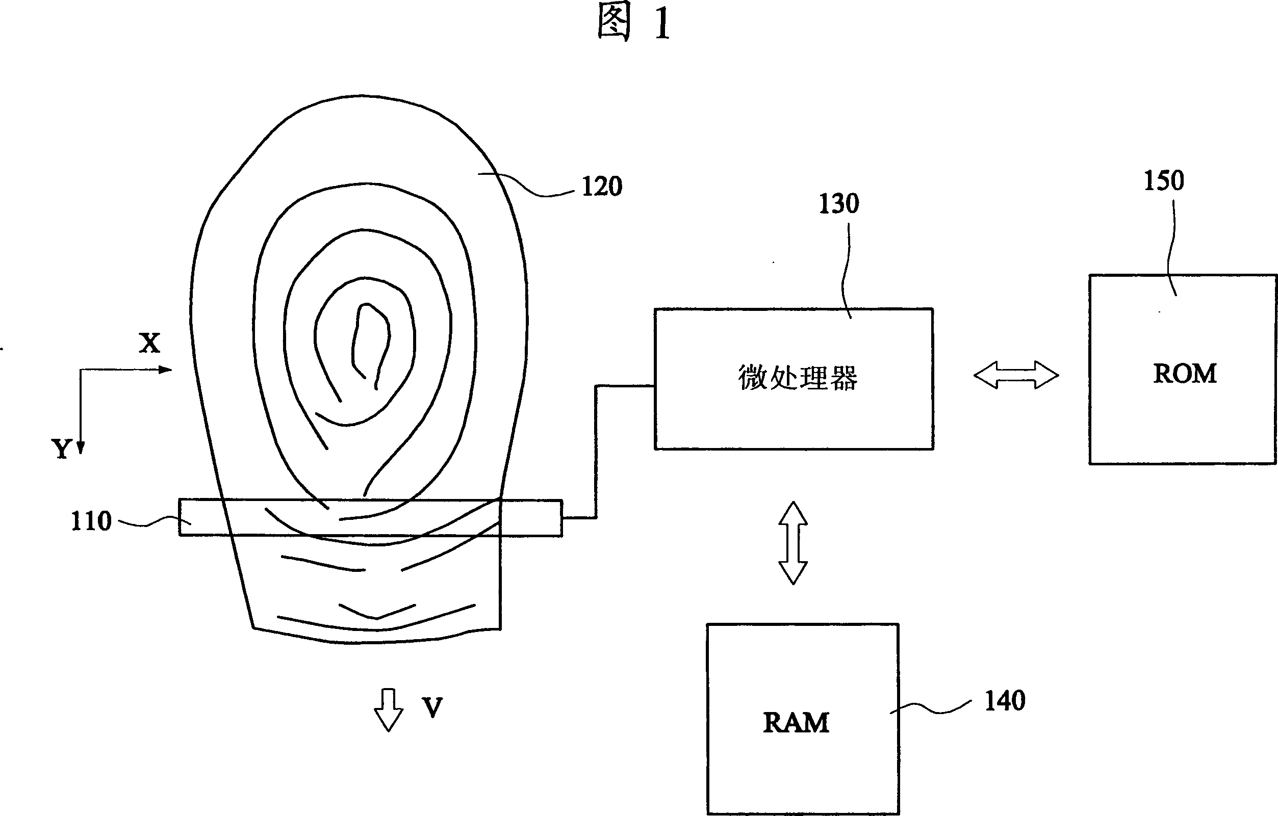 Computer radio peripheral apparatus with sliding type fingerprint sensing chip