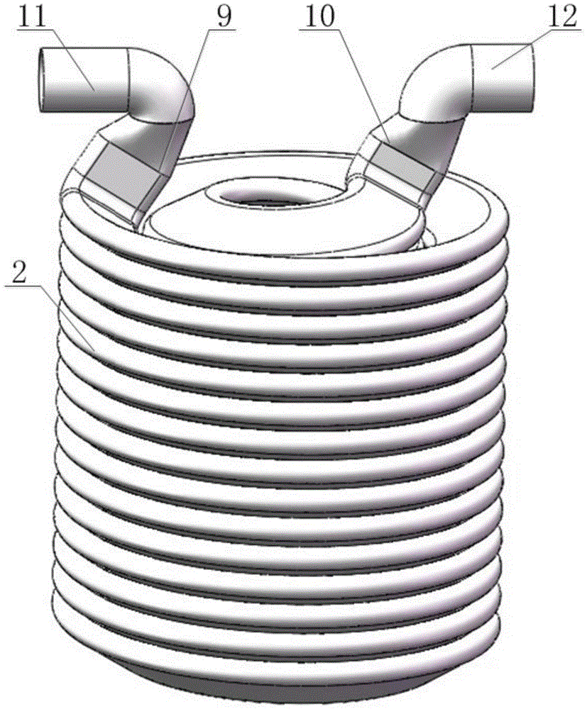 A narrow-gap oblate double-coil integral condensing boiler