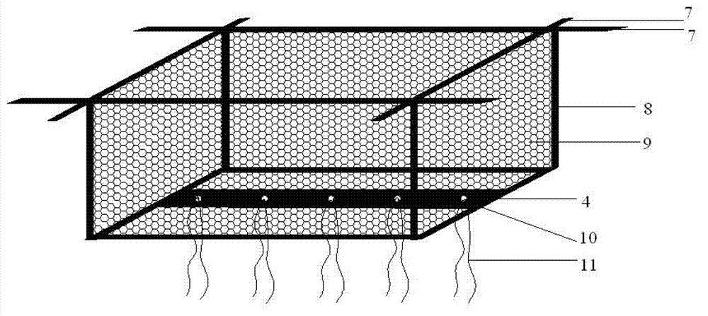 Carbon fiber wetland type ecological floating bed and arrangement method thereof