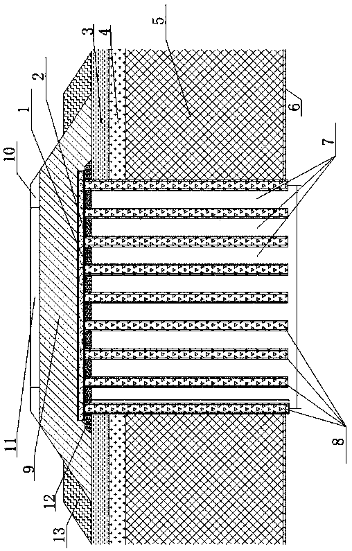 High-latitude high-temperature permafrost area highway raft plate-pile composite foundation and construction method