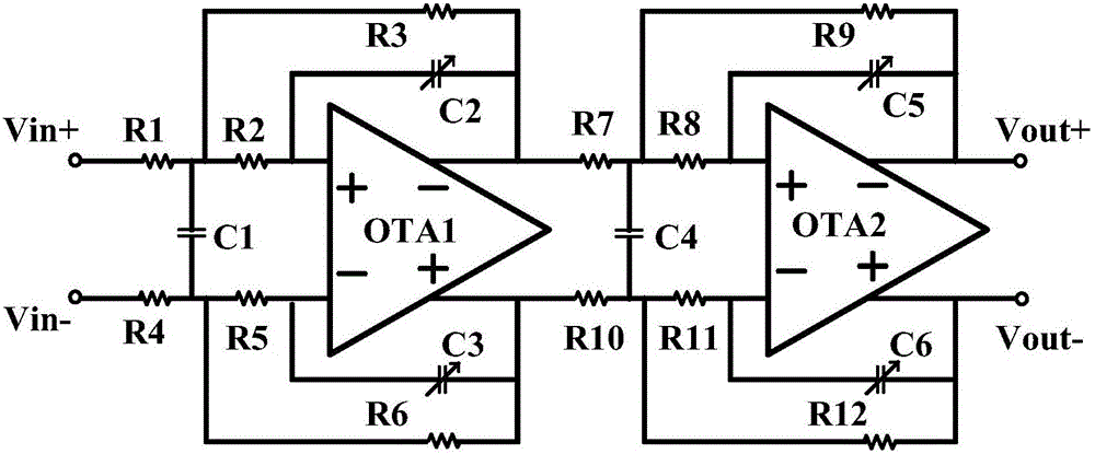 Mode-mixing low-pass filter with cut-off frequency self-correction