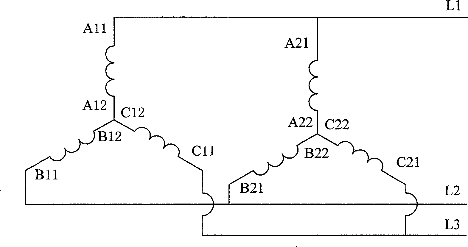 Electric motor winding with pole and power variable combination