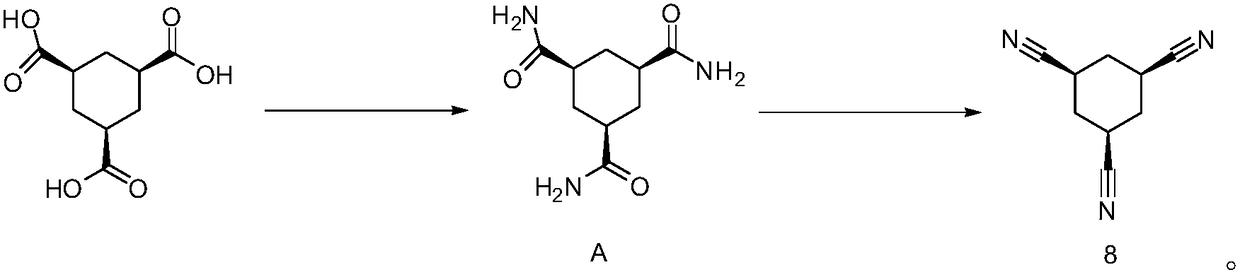 Multi-step continuous preparation method of (1alpha, 3alpha and 5alpha)-1,3,5-cyclohexane tricarbonitrile