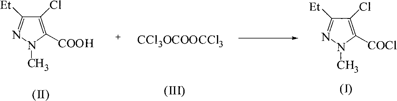 Green synthetic method for methyl-3-ethyl-4-chlorin-5-pyrazol formyl chloride