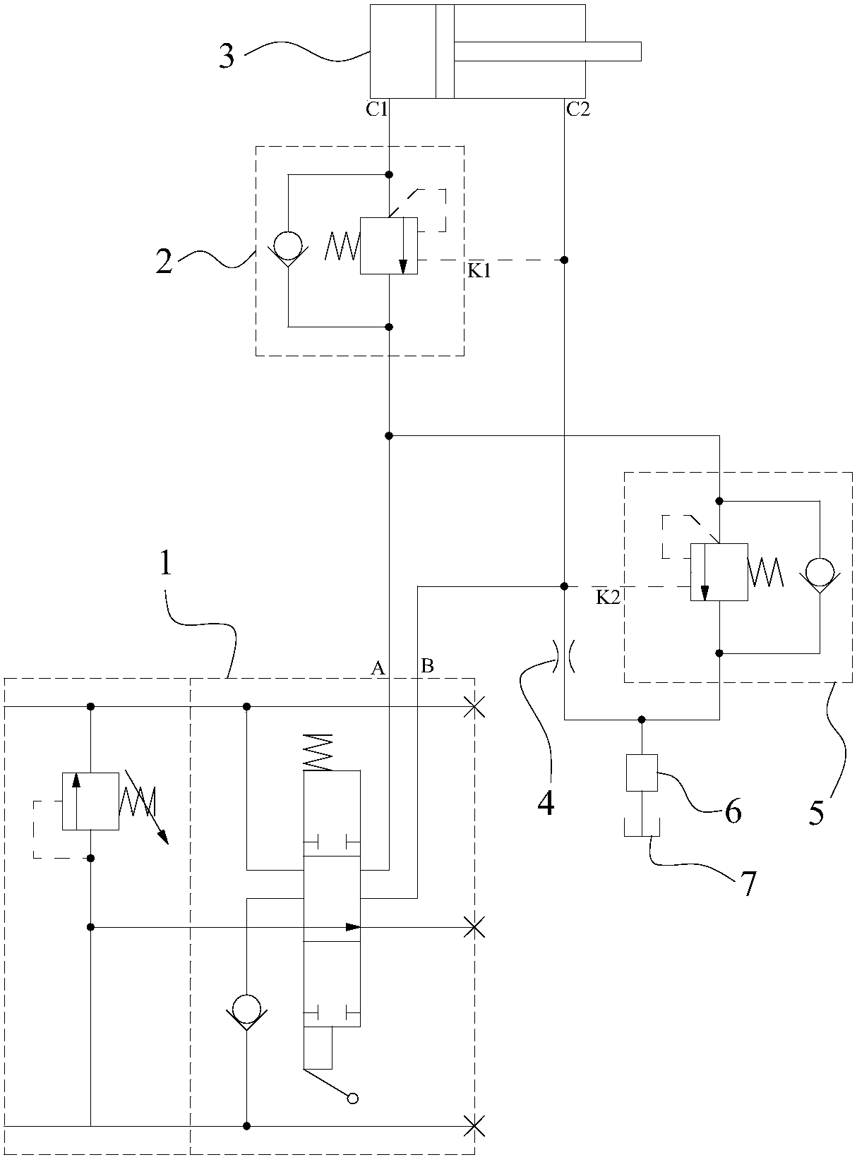 Oil return and distribution system for telescopic arm cylinder of aerial work vehicle