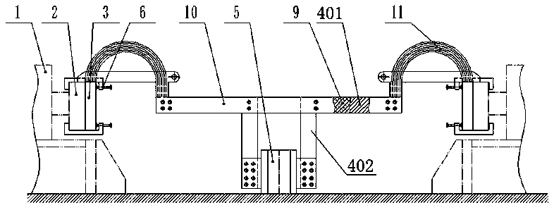 Height difference-adjustable short-circuiting device for stopping and starting electrolytic cell without power outage