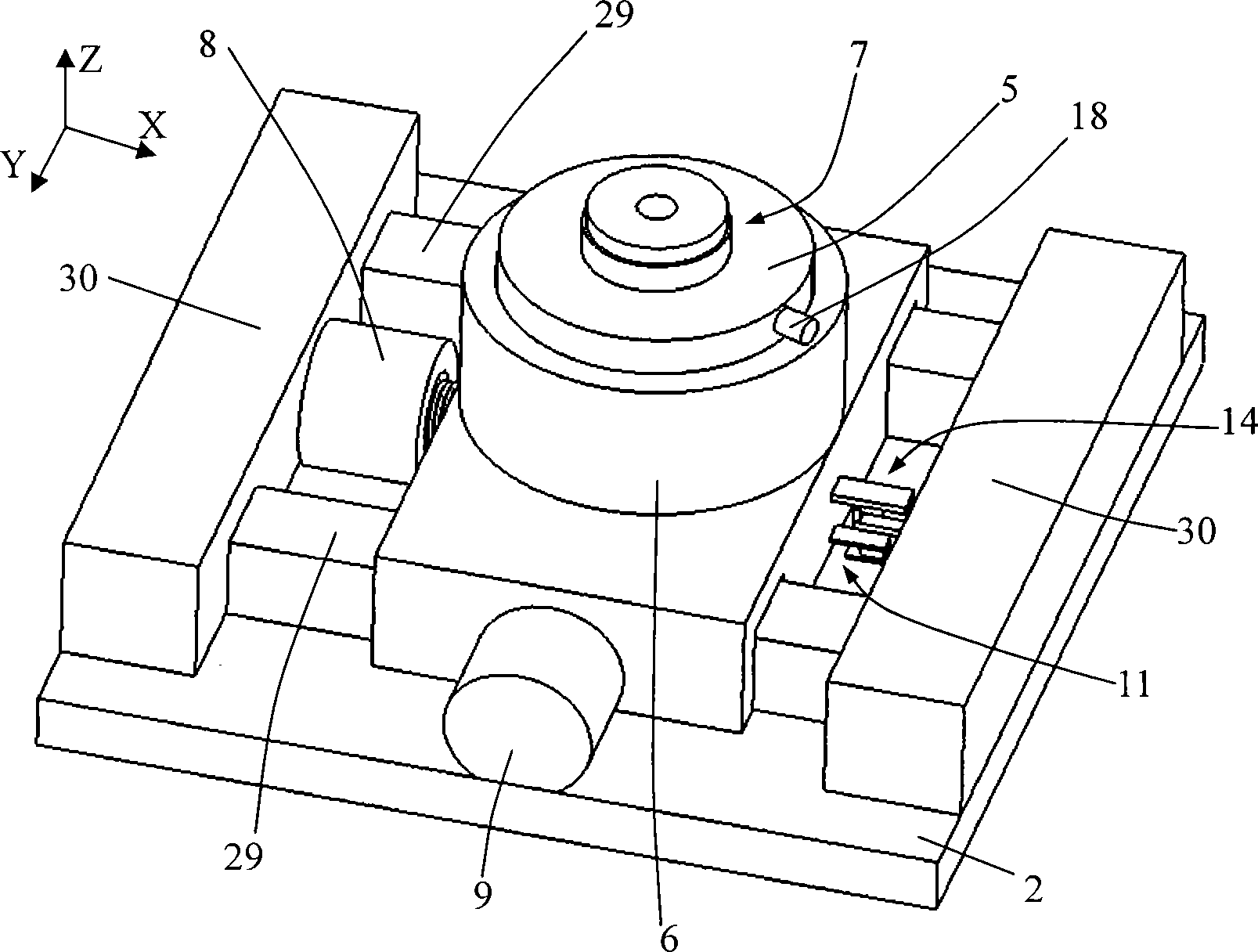 Electromagnetic damping vibration isolator with coplanar air floatation orthogonal decoupling function and angular decoupling function by aid of sliding joint bearing