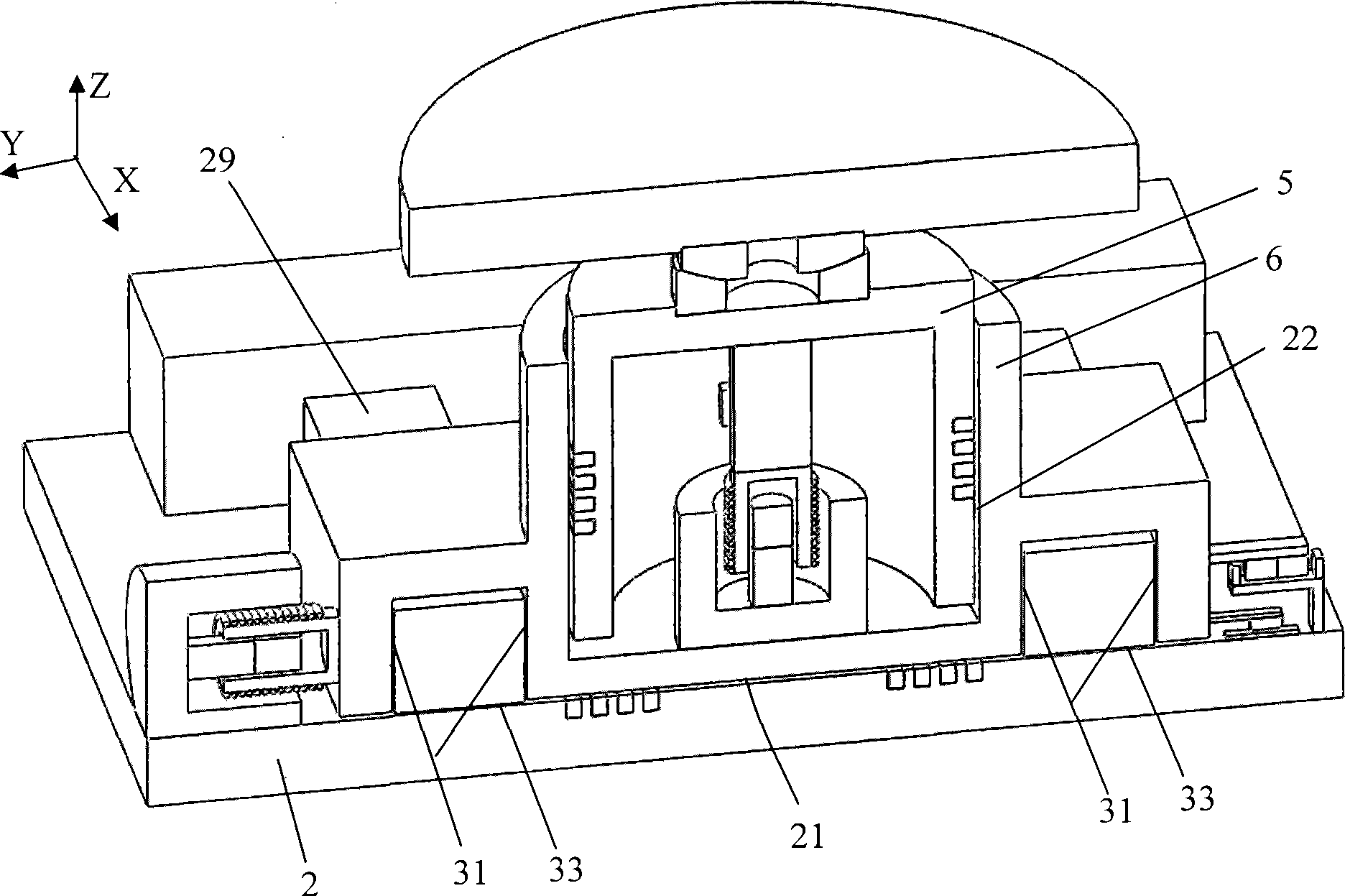 Electromagnetic damping vibration isolator with coplanar air floatation orthogonal decoupling function and angular decoupling function by aid of sliding joint bearing