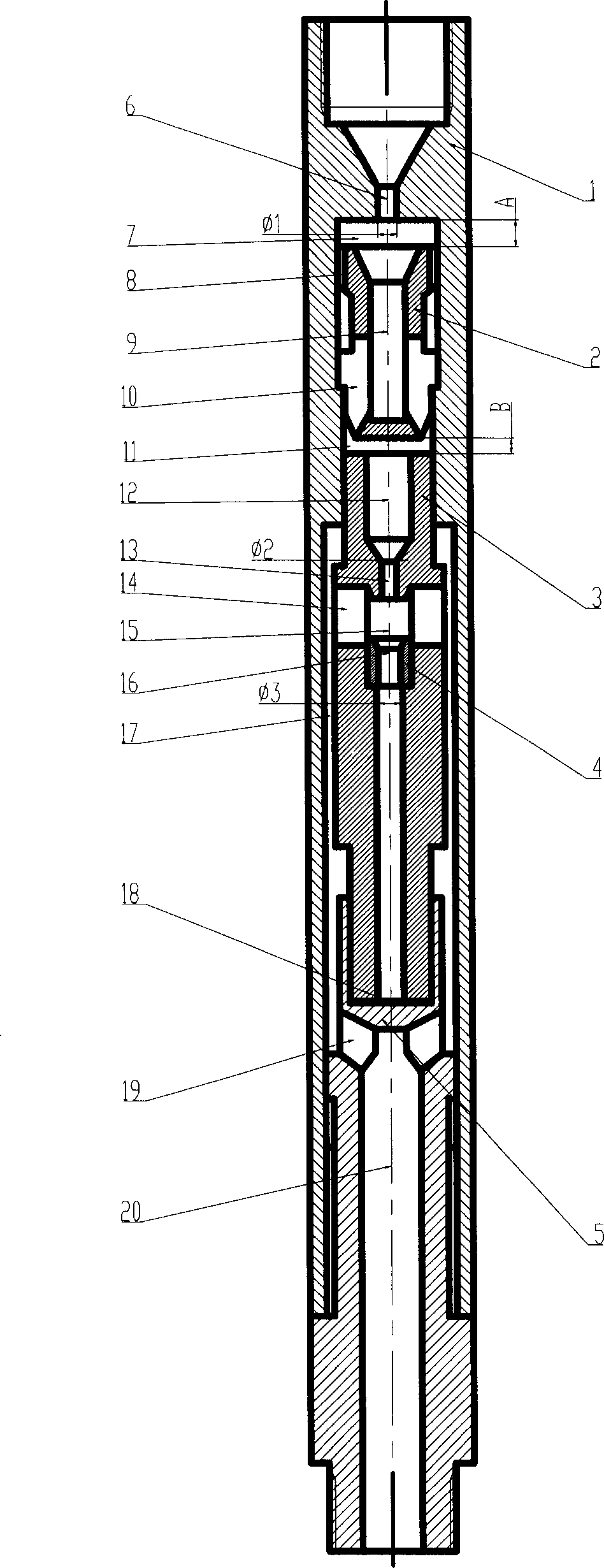 Hydraulic in-the-hole hammer with dual nozzles and combined valve