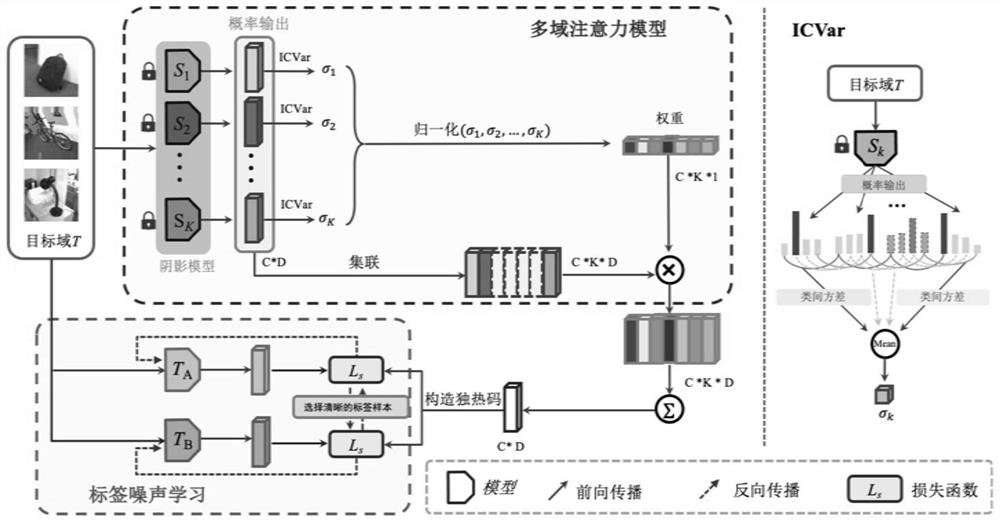 Federal multi-source domain adaptation method and system based on shadow model