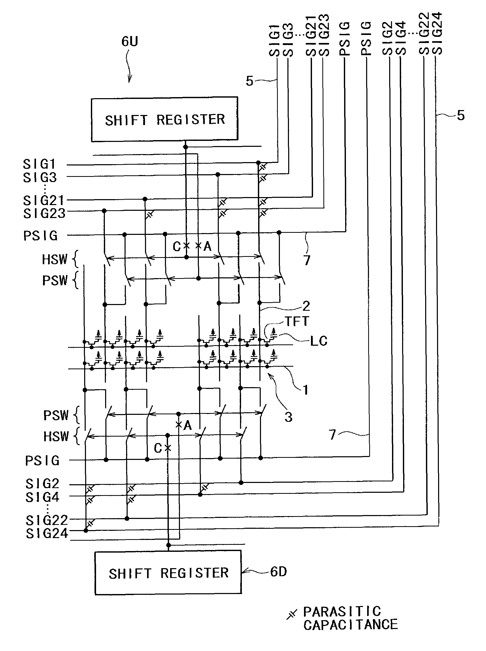 Display apparatus including plural pixel simultaneous sampling method and wiring method