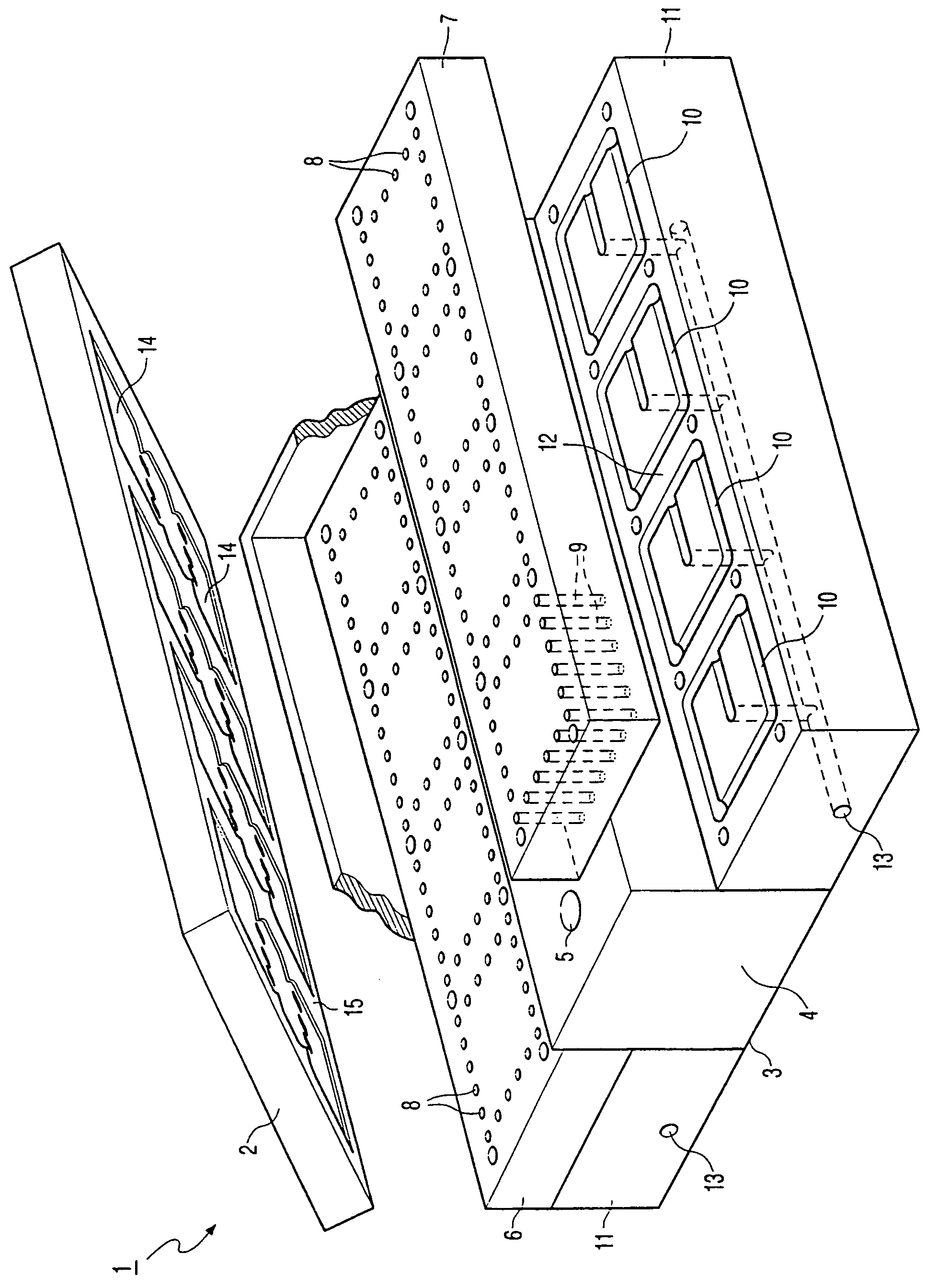 Mould, encapsulating device and method of encapsulation