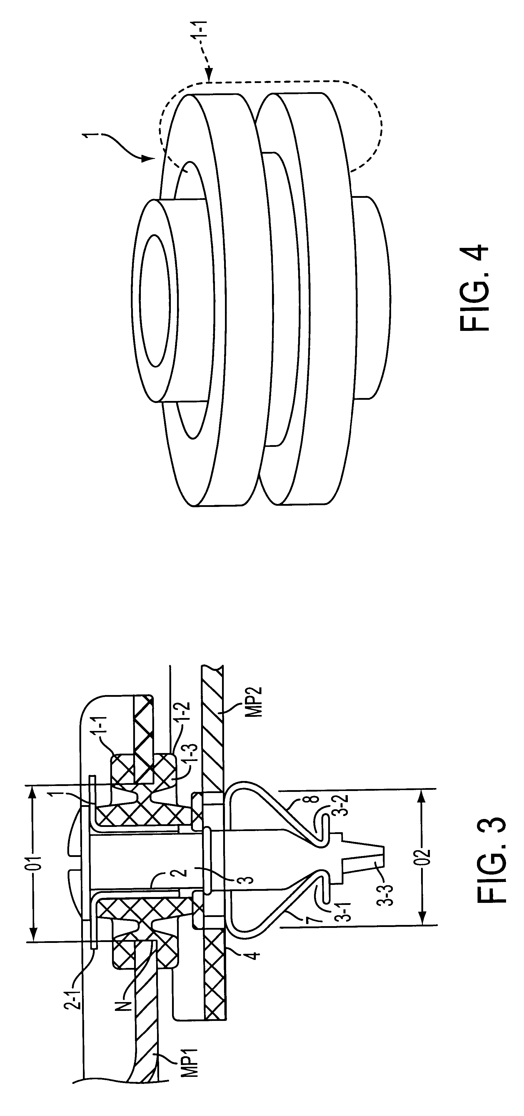 Vibration-damping detachable connection arrangement for two components with a rotating bolt, a retaining spring and a vibration-damping ring