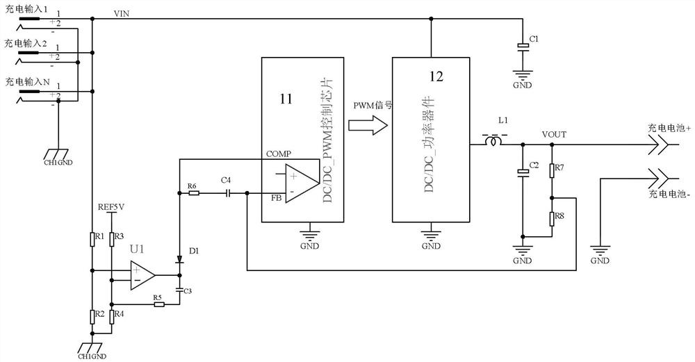 Control circuit for parallel charging of multiple chargers