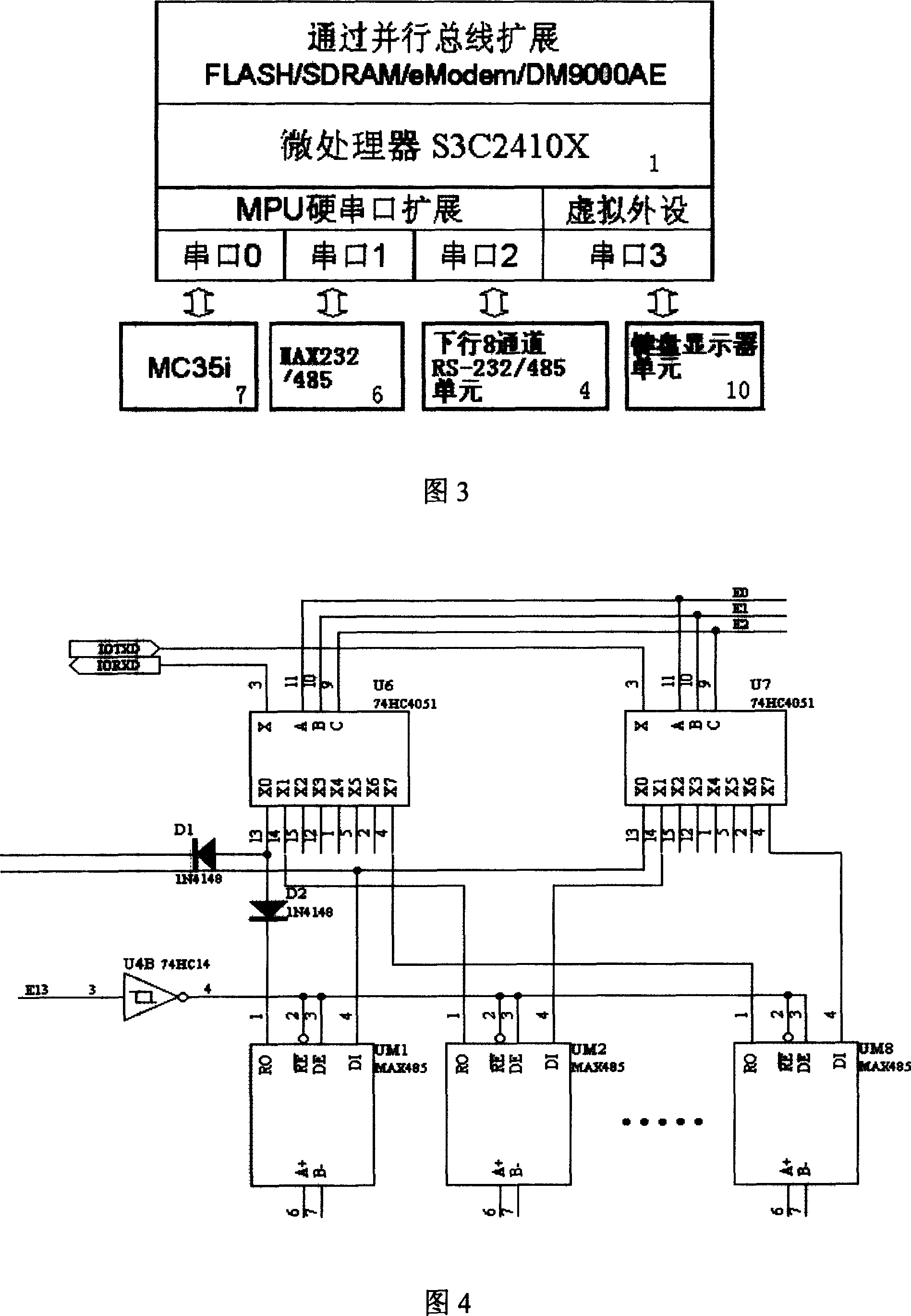 Collecting and controlling device for date of environmental protection with multiple network interface based on two-level architecture