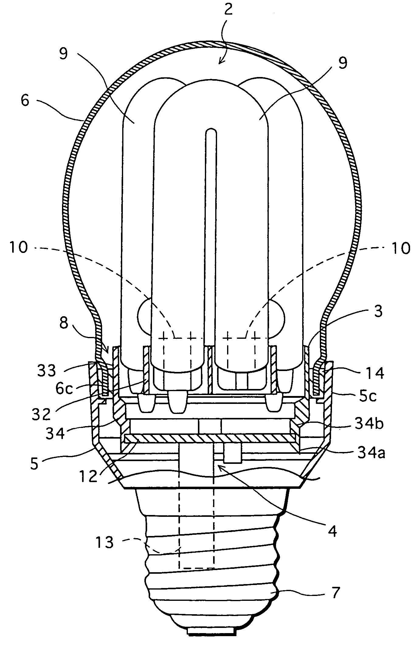 Low-pressure mercury vapor discharge lamp with improved heat dissipation, and manufacturing method therefore