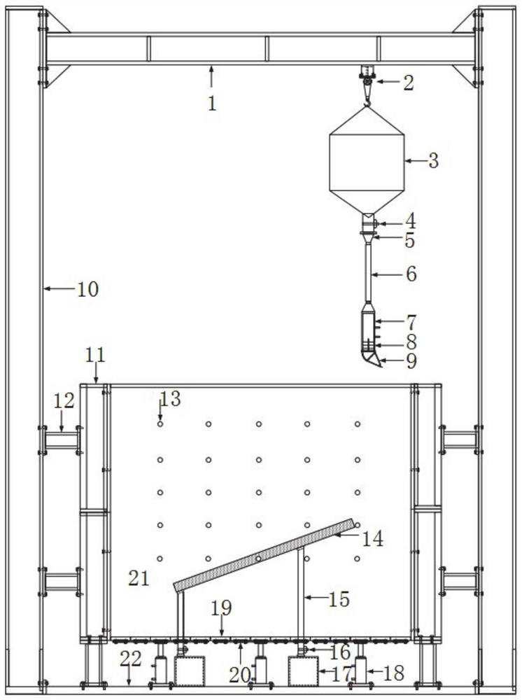 A kind of whole mining process and ground stability test device and method in goaf subsidence area