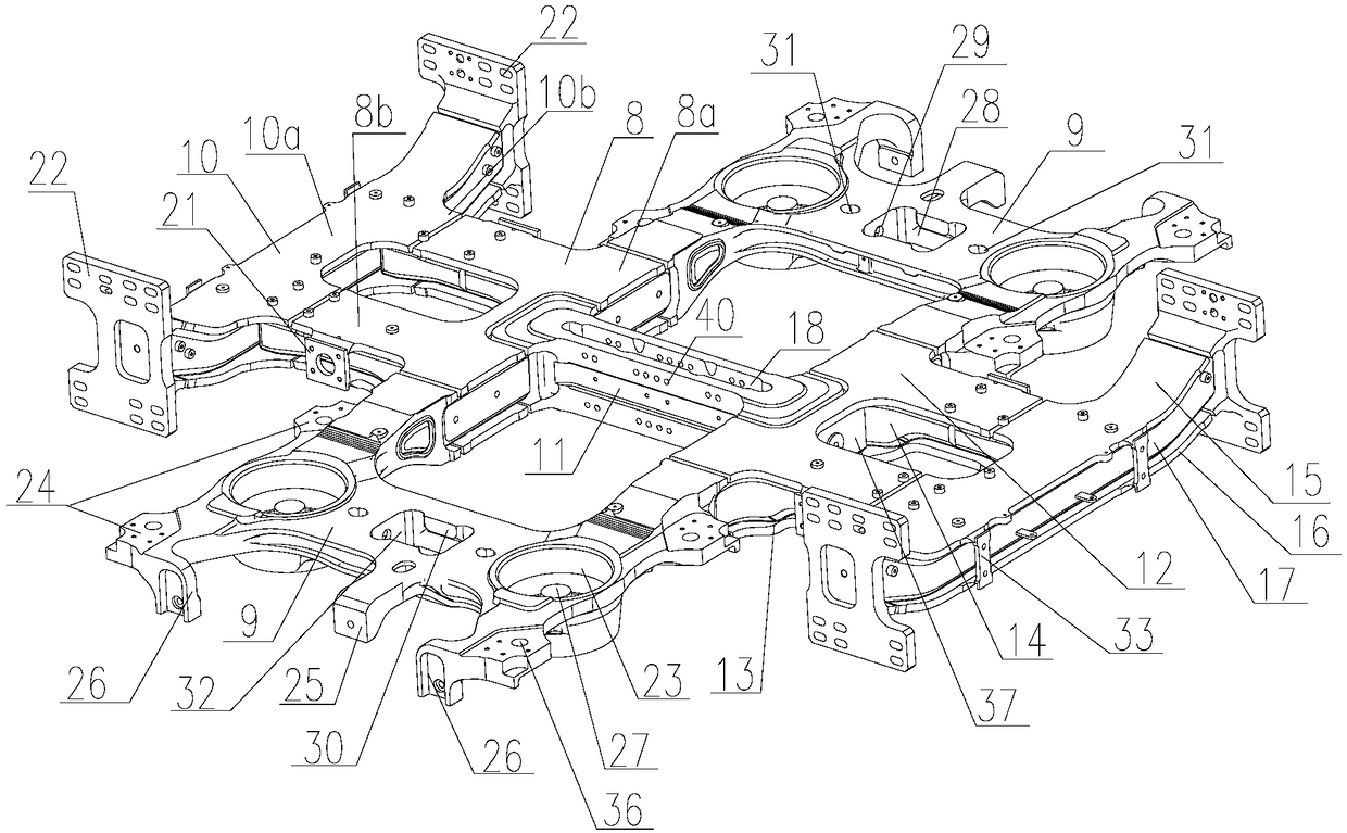 Low-floor articulated rail vehicle bogie frames and bogies