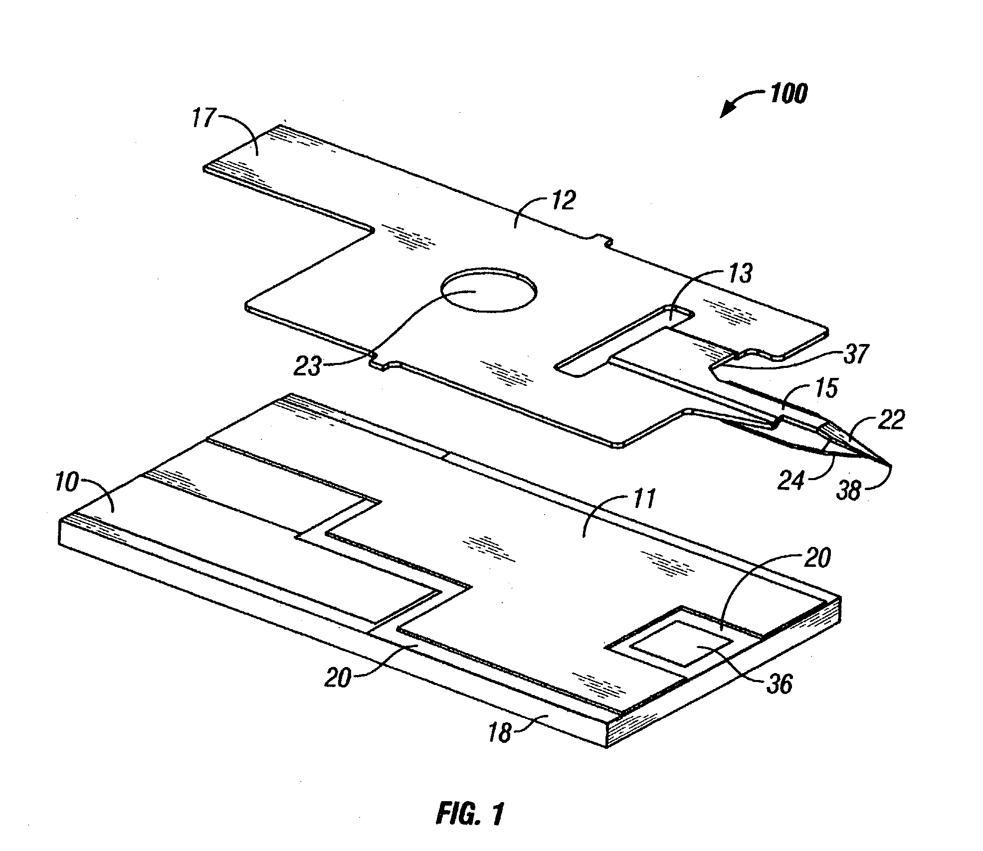 Method of analyte measurement using integrated lance and strip