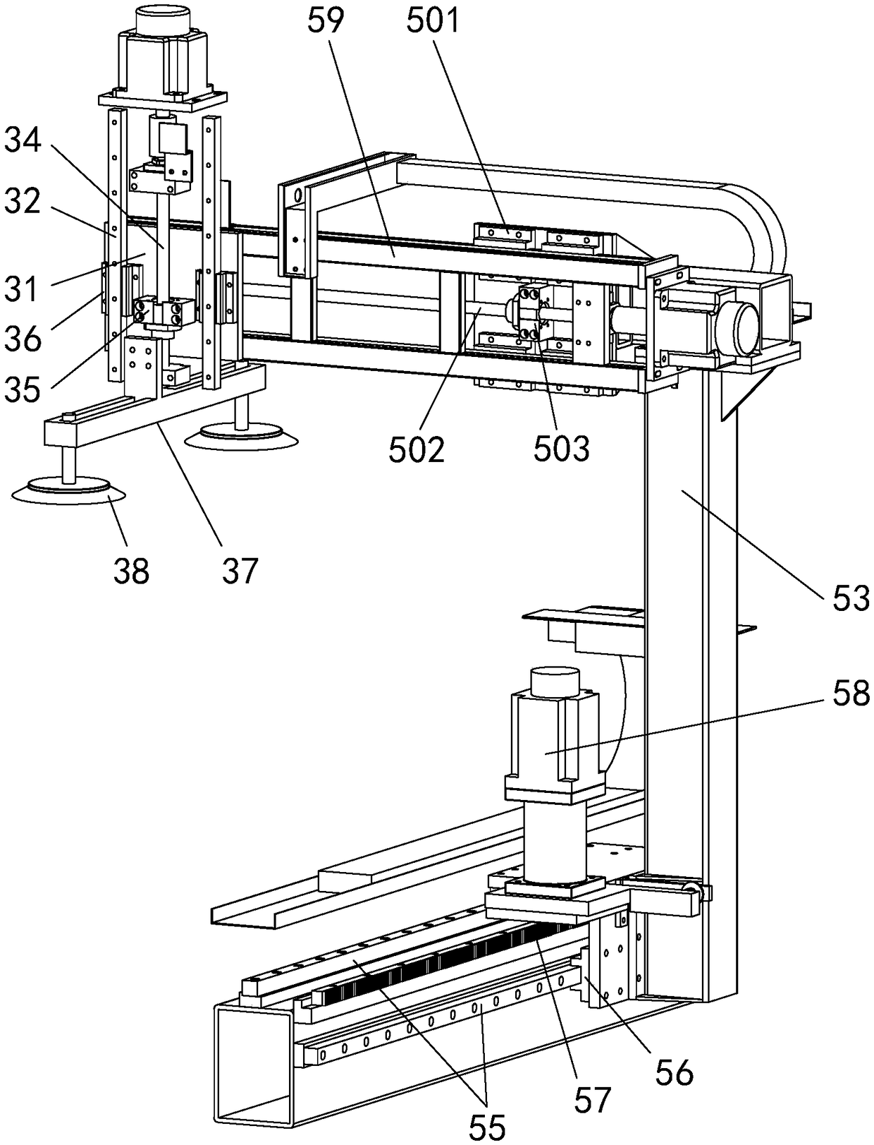 Automatic aluminum profile saw cutting device