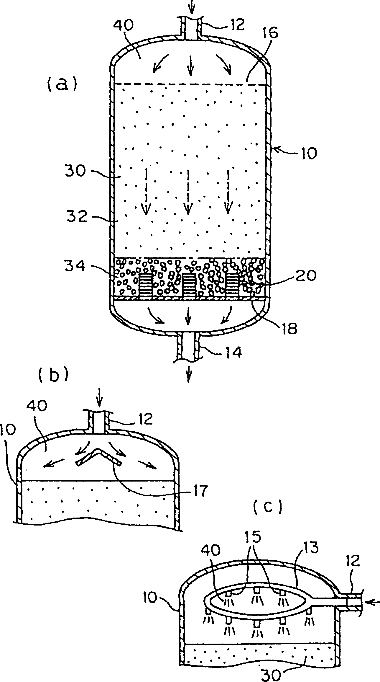 Multi-phase catalyst reaction method, and reaction equipment therefor