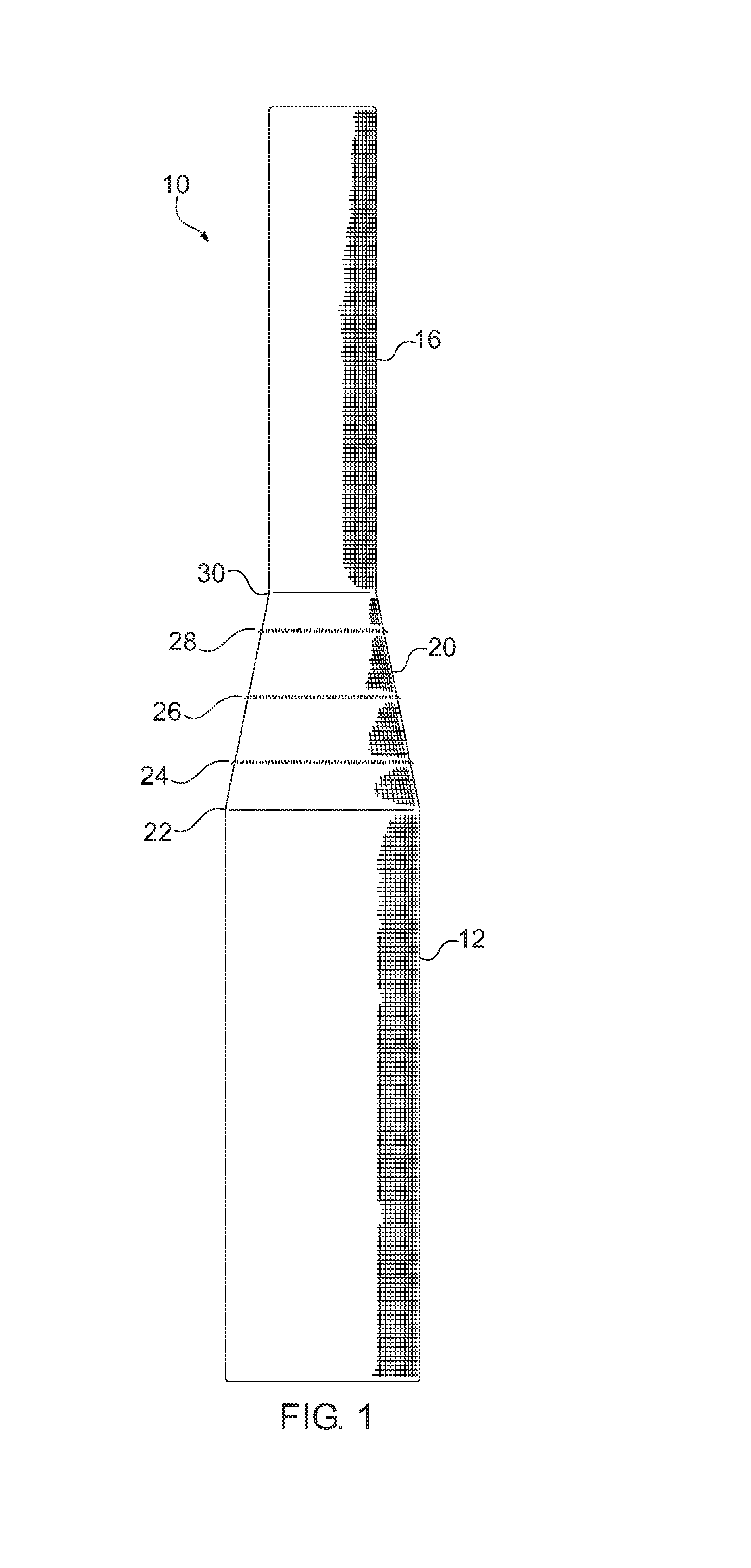 Tapered tubular implant formed from woven fabric