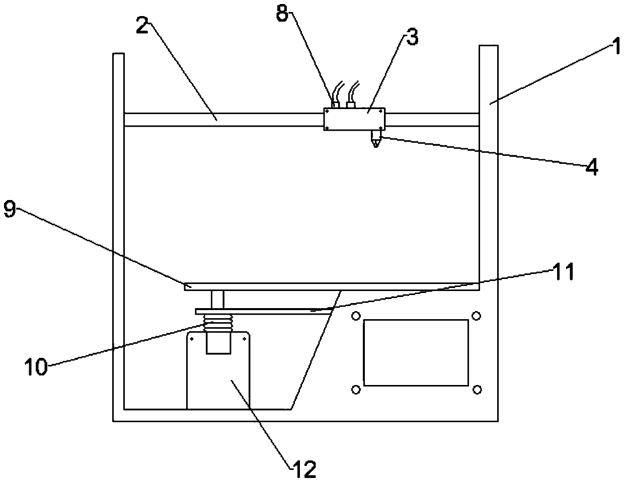 Device for detecting and adjusting hot bed platform in printing process of 3D printer