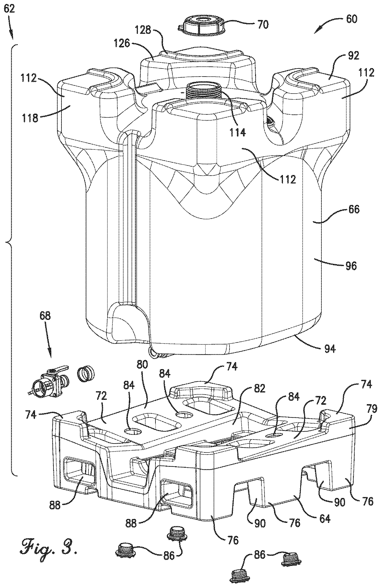 Bulk container with bottom configured for drainage