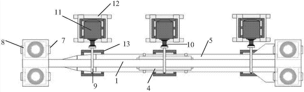 A large-scale missile hanging-on-the-plane vibration test device and method