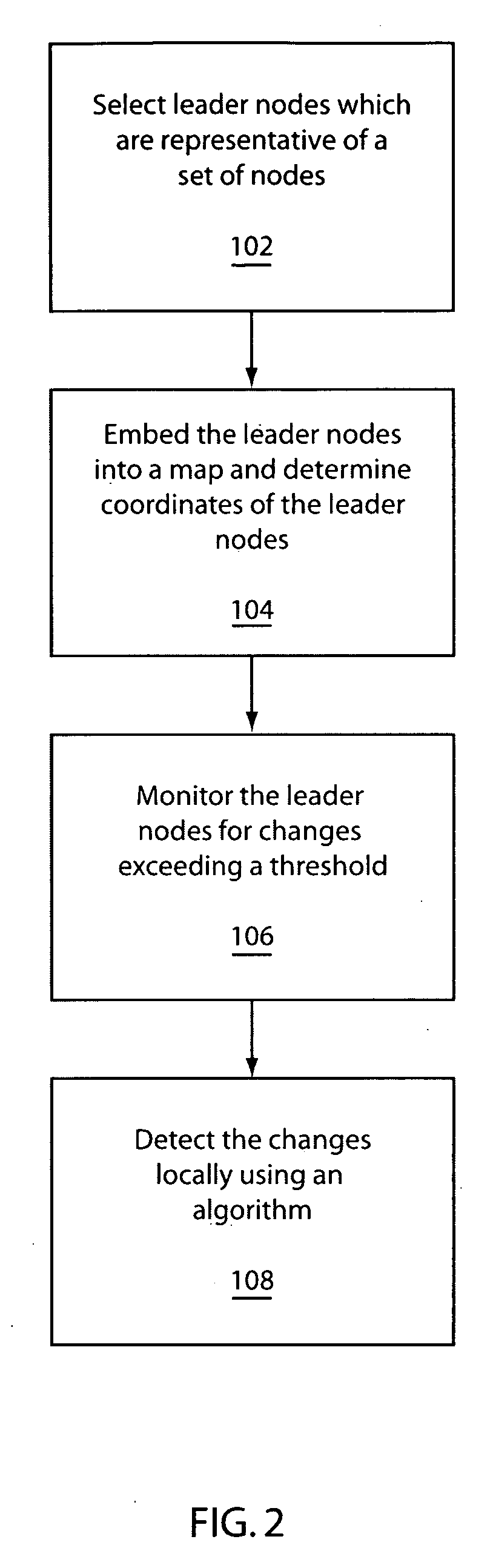 System and method for detecting status changes in a network using virtual coordinate mapping