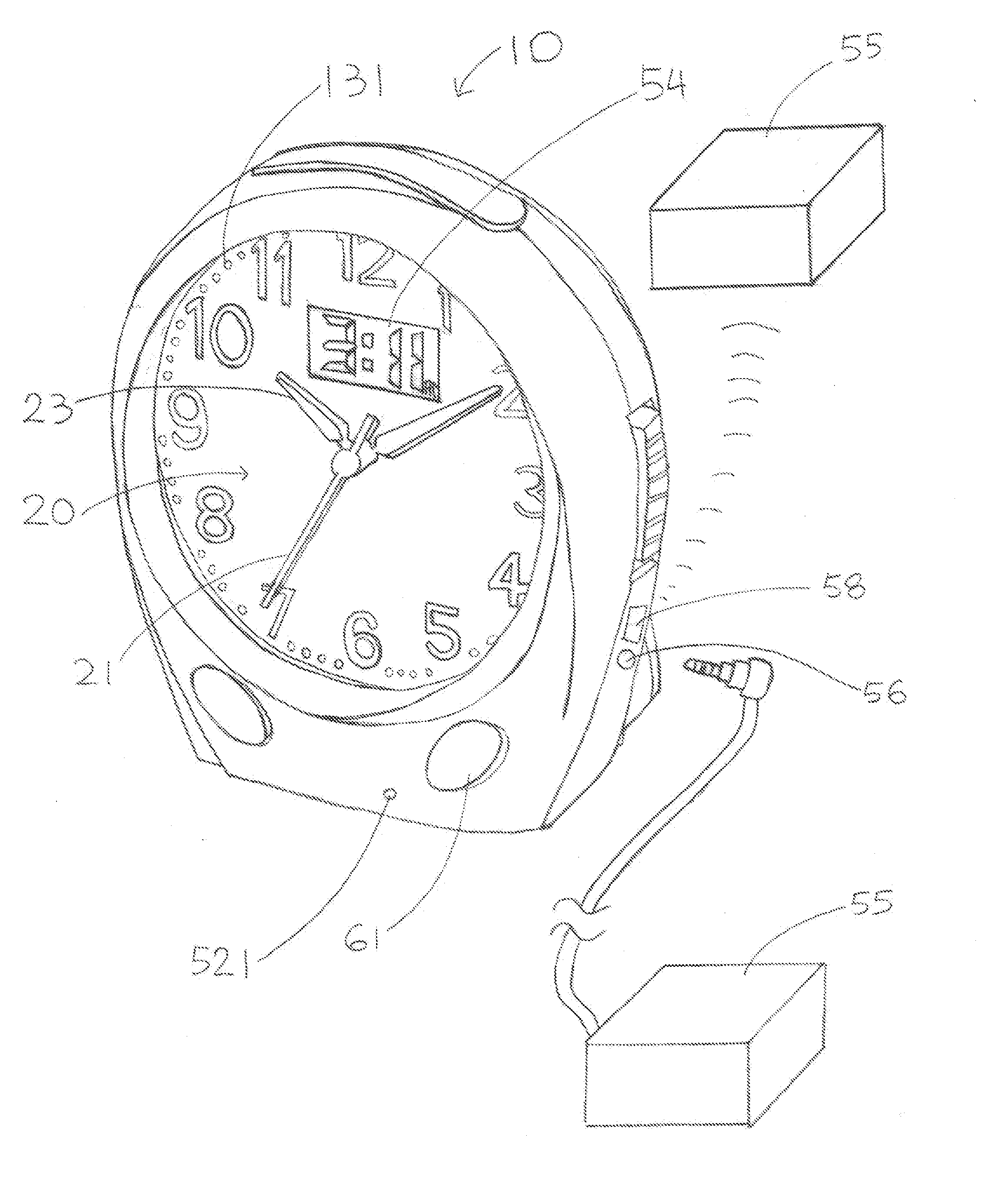 Analog Radio Controlled Clock with Audio Alarm Arrangement