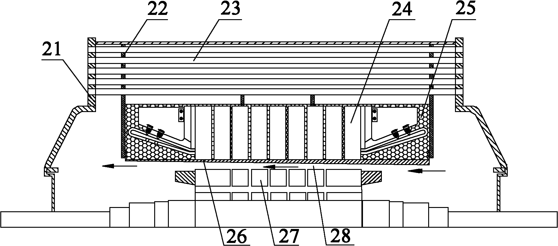 Motor air cooling structure and horizontal motor