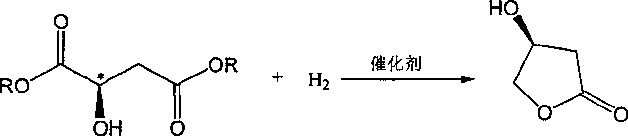 Method for synthetizing (S)3-hydroxy-gamma-butyrolactone by L-malate dioester catalytic hydrogenation