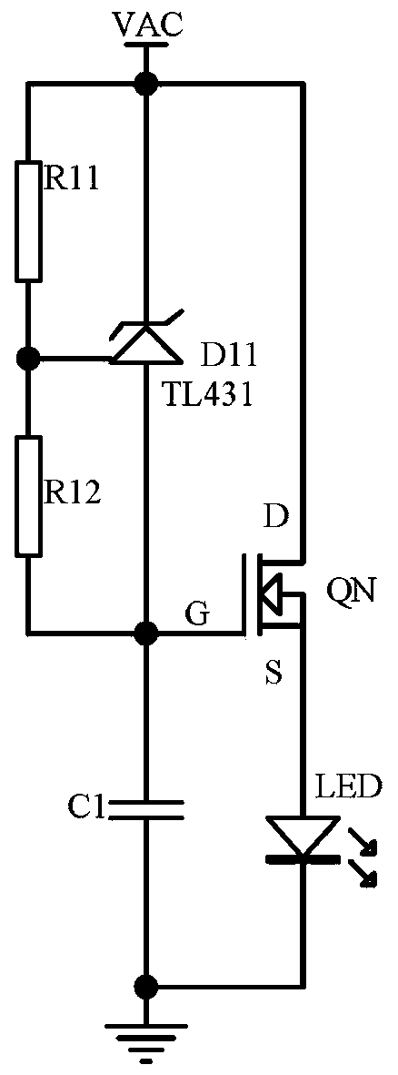 LED lamp voltage stabilizing method and circuit adapted to fluctuation of input voltage automatically