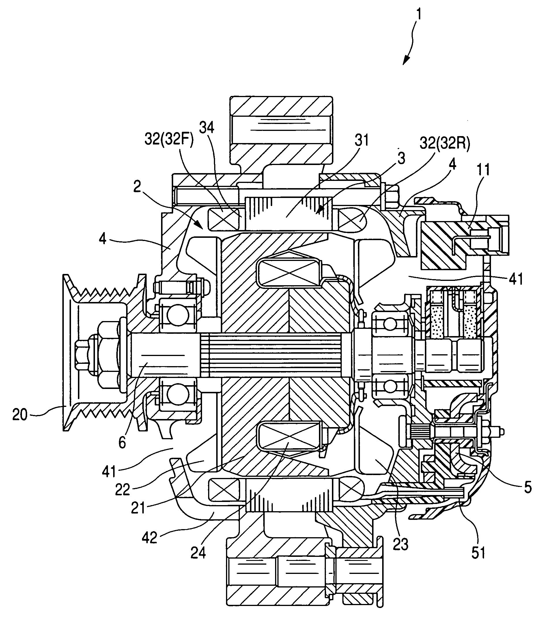 Rotary electric machine for vehicles