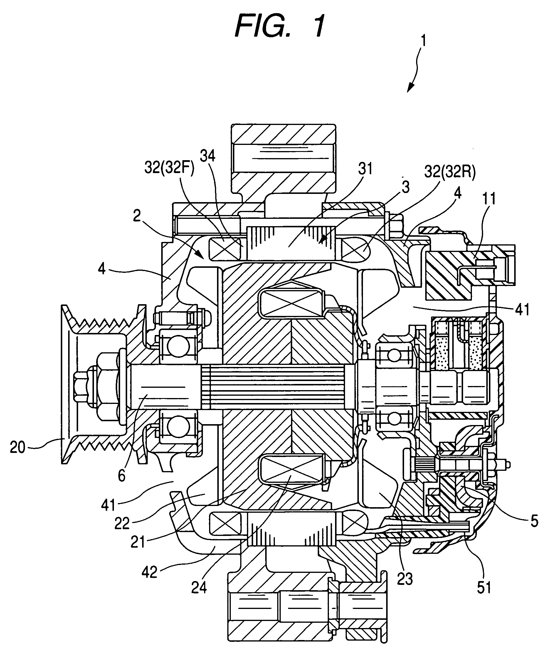 Rotary electric machine for vehicles