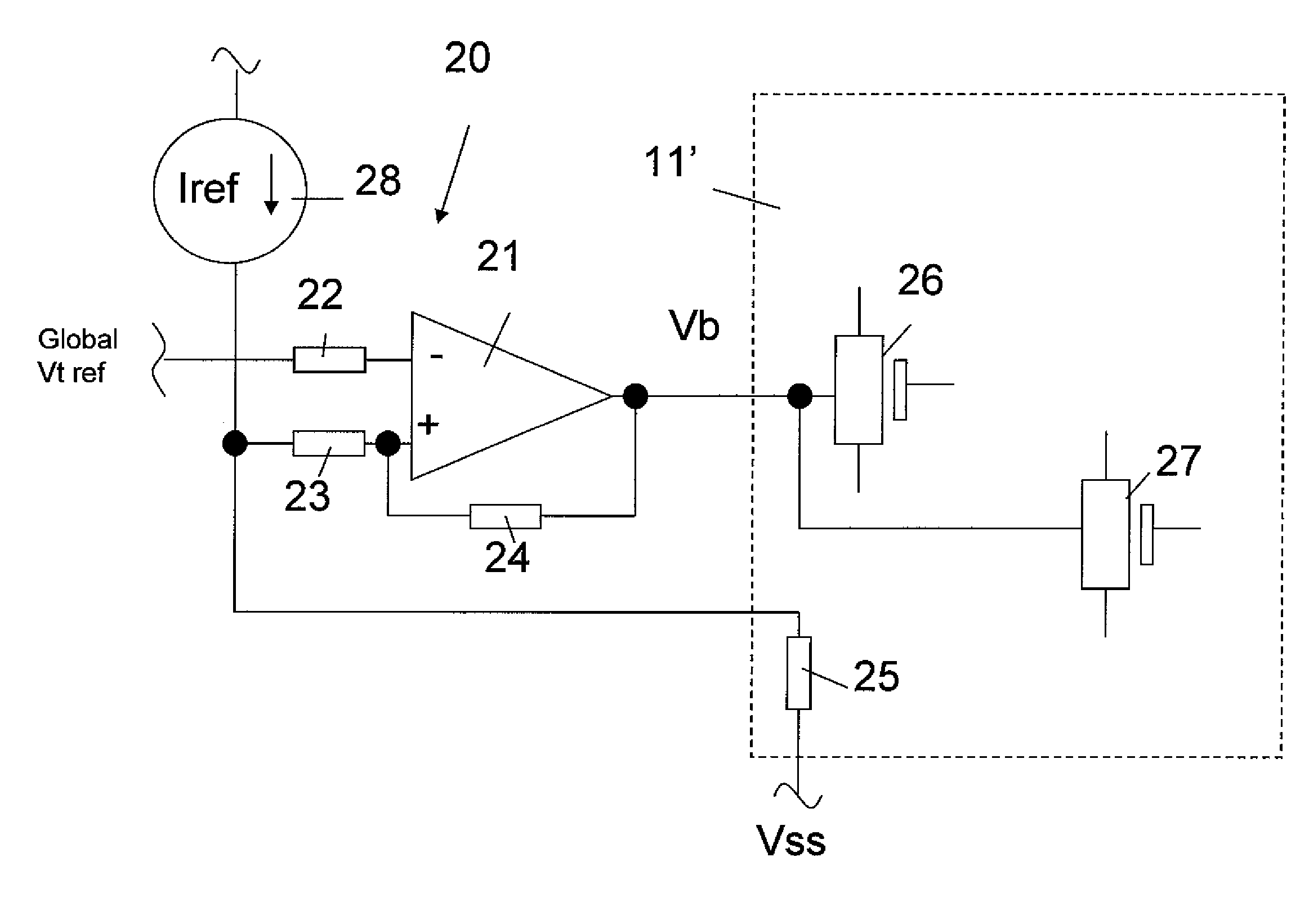 Circuit to compensate threshold voltage variation due to process variation