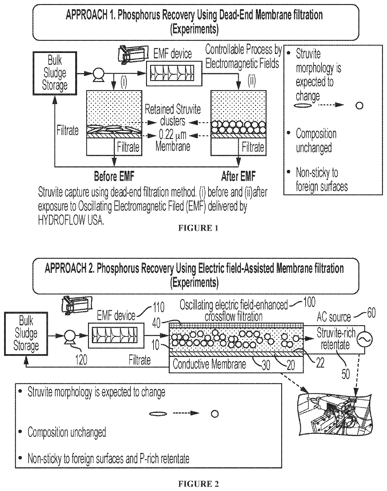 Water treatment systems, an electric filtration cell, and methods of separating and acquiring charged compositions, such as phosphorous