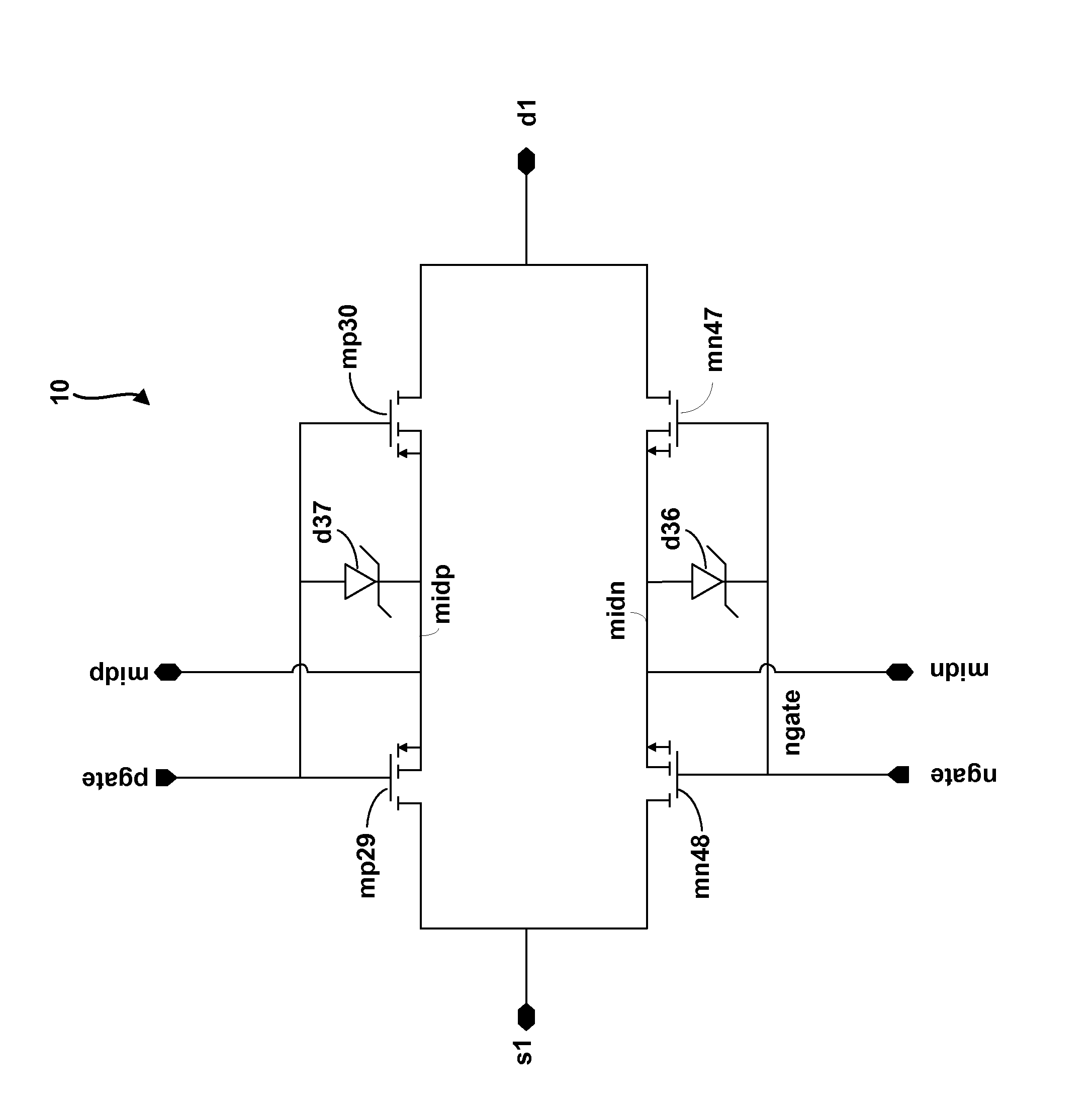 Bi-directional switch using series connected n-type mos devices in parallel with series connected p-type mos devices