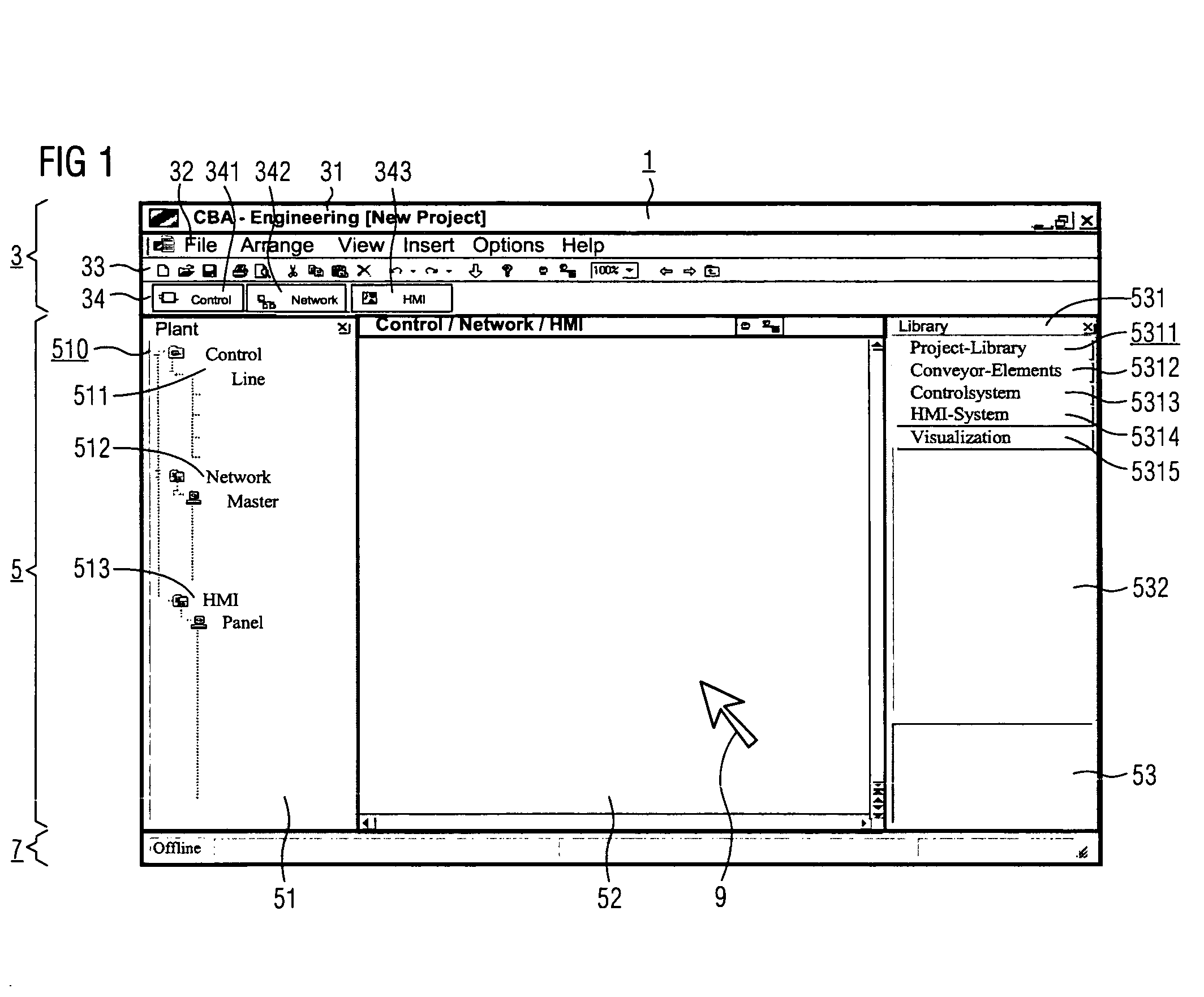 Method for the graphic planning of the control of a technical installation with integrated planning of operating devices including a planning system and a computer program product