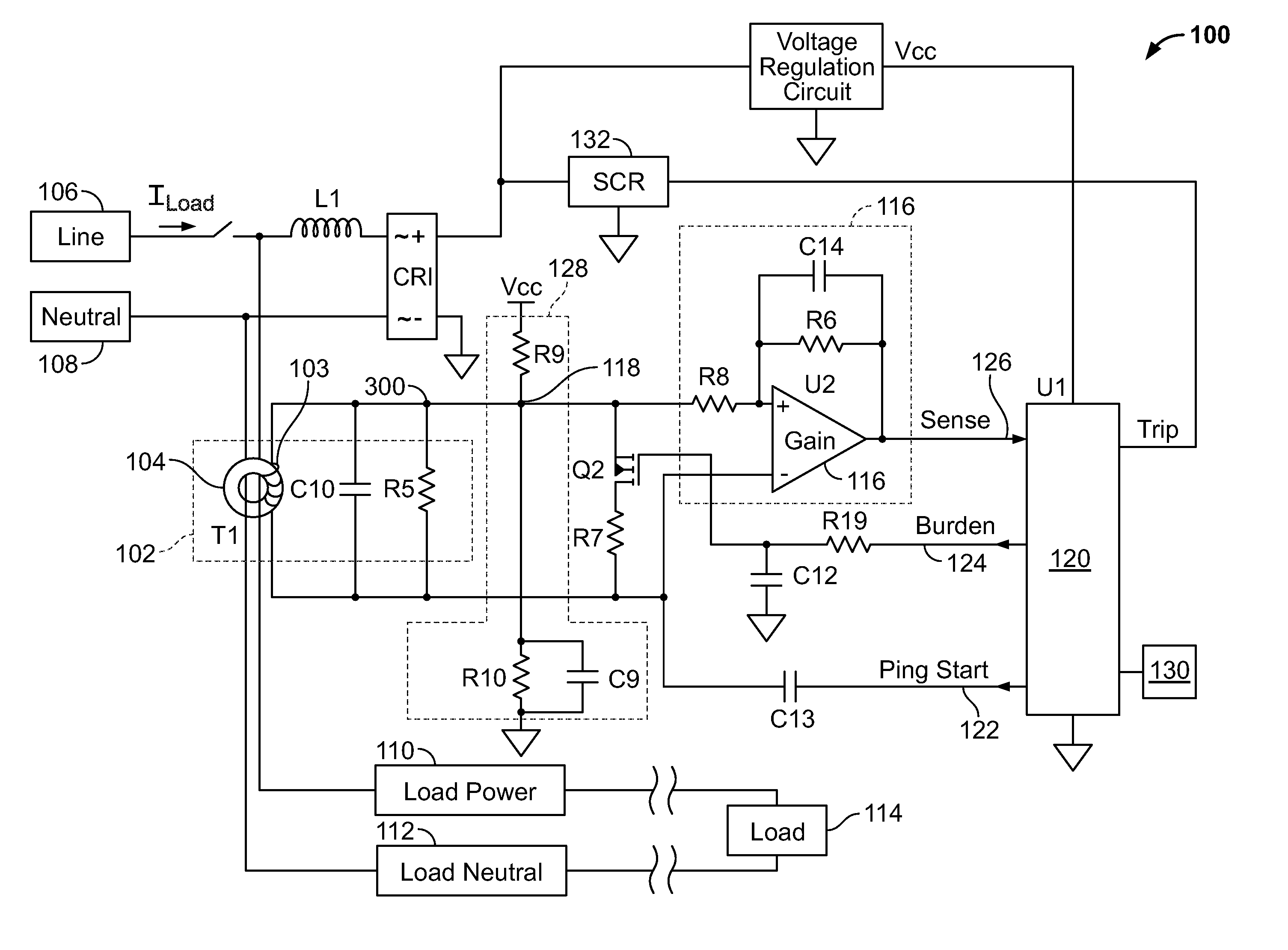 Apparatus and Method for Measuring Load Current Using a Ground Fault Sensing Transformer