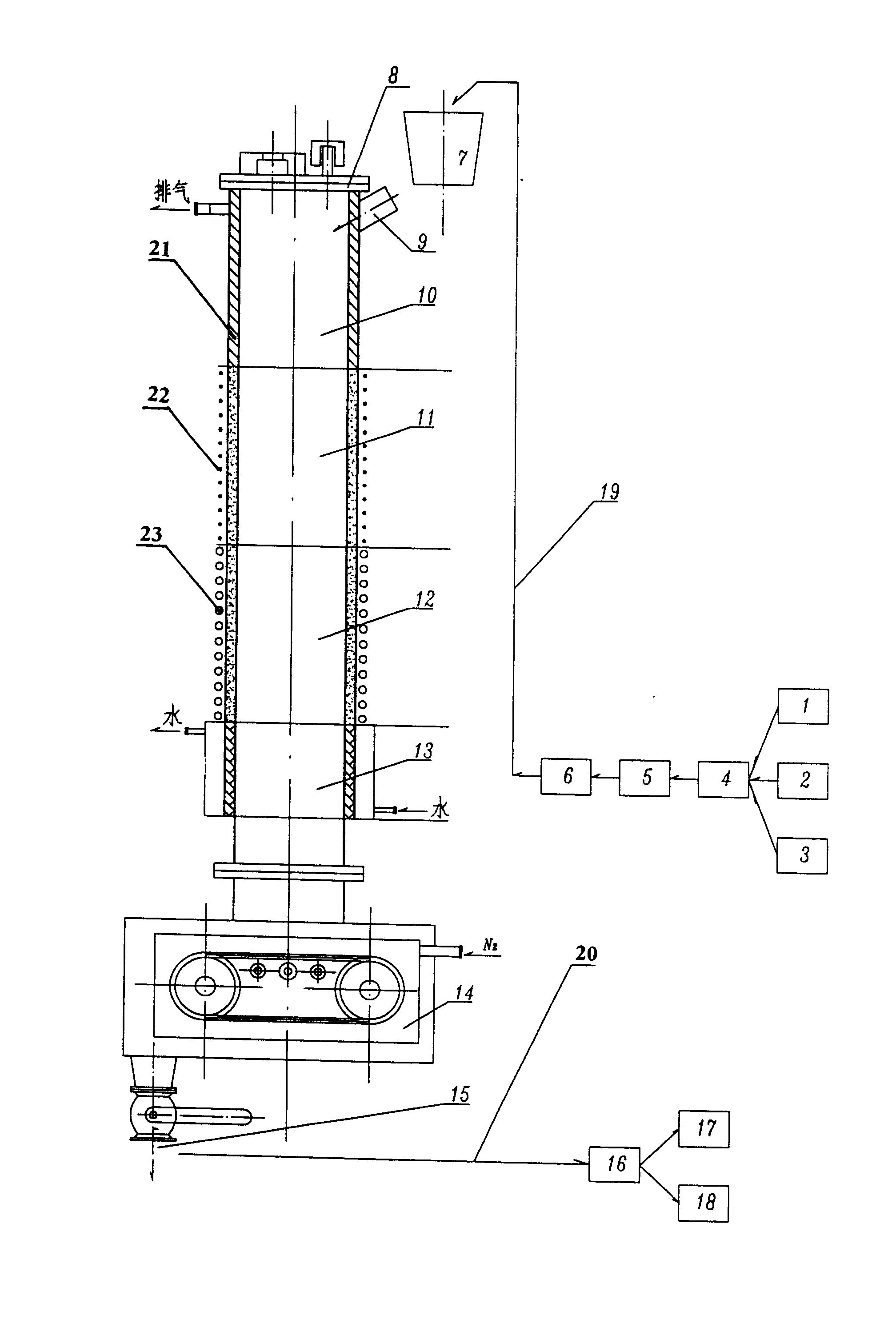 Process and device for continuous production of vanadium nitride alloy