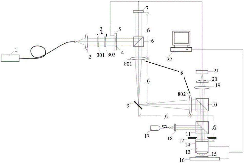 Laser direct writing device based on compound vortex double-lobe focusing spot