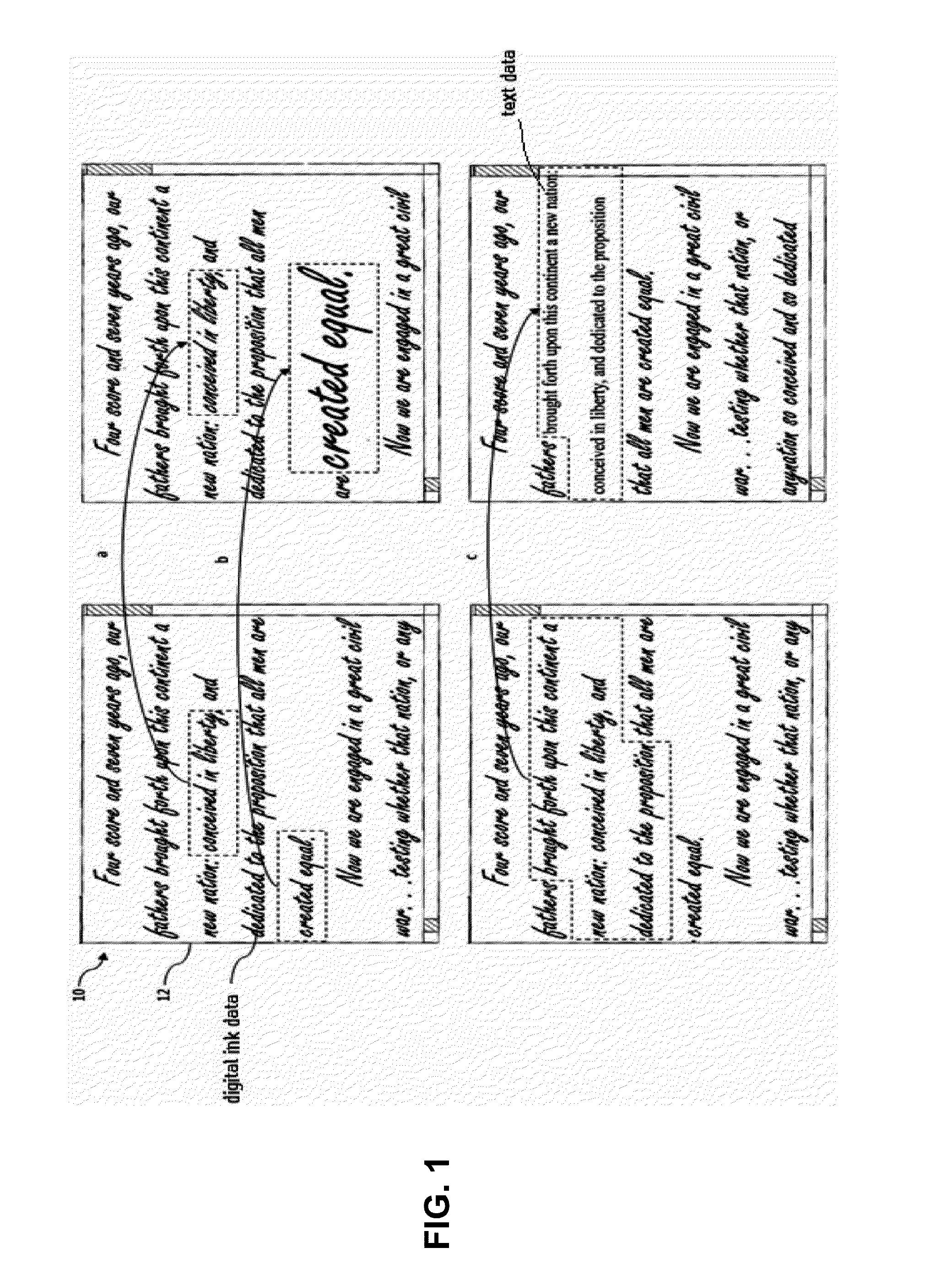 Device and method for editing ink text data